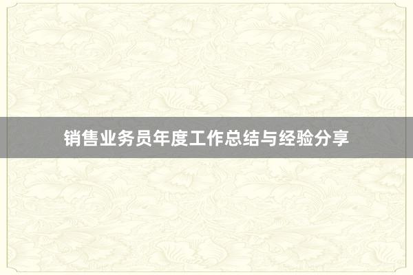 销售业务员年度工作总结与经验分享