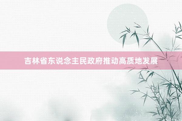 吉林省东说念主民政府推动高质地发展